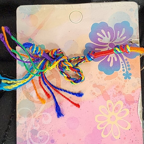 Novelty Inc Next Generation Silver Tone Peace Sun Symbols on Yarn Ankle Bracelet - Picture 14 of 16